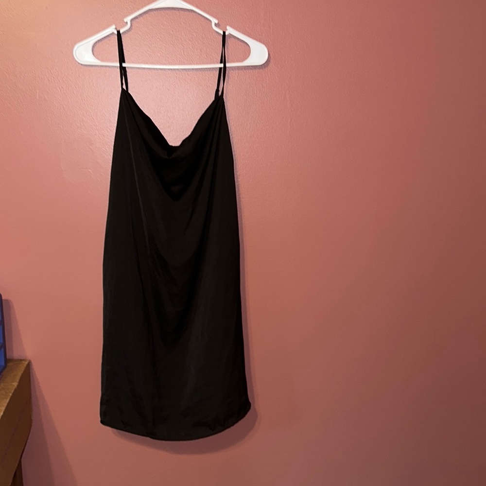 American Eagle LG scoop front black slip dress.